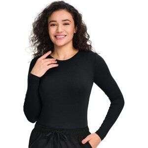 Women Scrub Undershirt Long Sleeve Black XS Soft Stretch Slim Fit